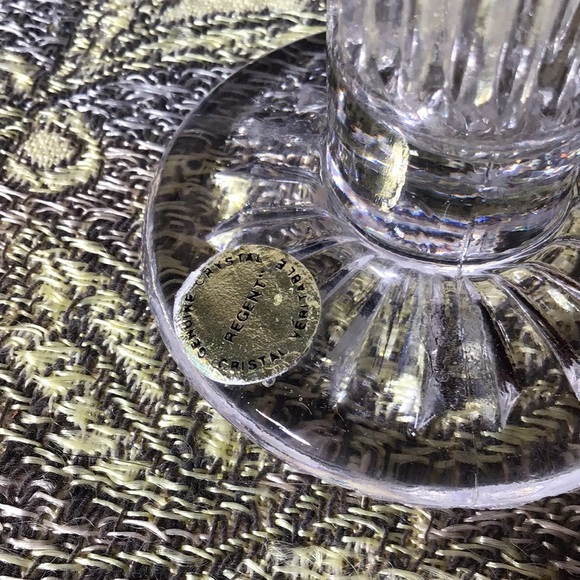 Rare Regent genuine crystal antique vase pair pressed seamed bubbles collectible - Picture 3 of 8